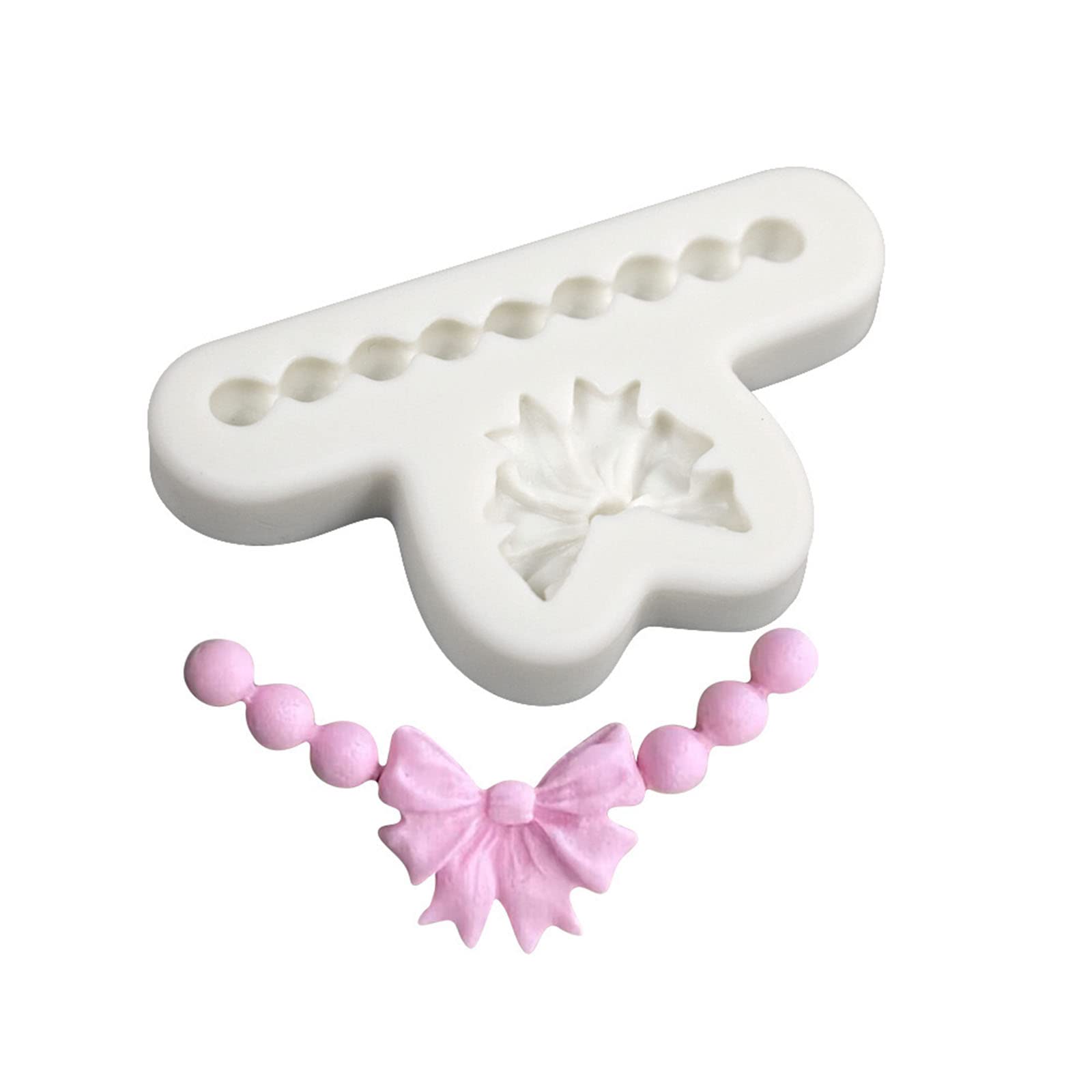 MALSSE Chocolate BowknotPearl Necklace Shape Baking Molds Fondant Cake Molds Silicone for Baking Lover Silicone Chocolate for