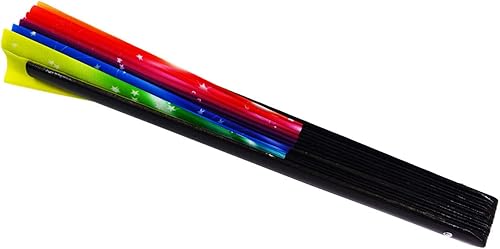 Miniatura 9 de meifan Abanicos de mano Rave para mujereshombres, ventilador de mano chino japonés de bambú de 13 pulgadas y tela de nailon para actuación,