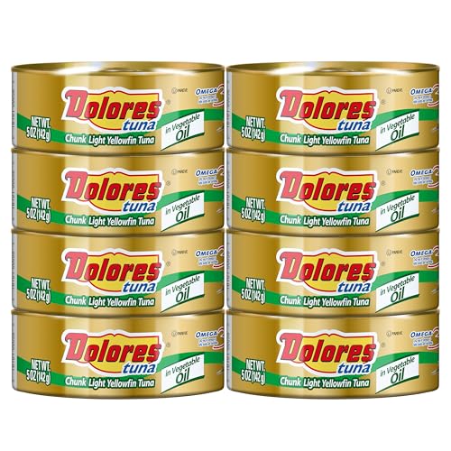 Dolores Chunk Light Yellowfin Tuna in Vegetable Oil, 5oz Canned (Pack of 8)