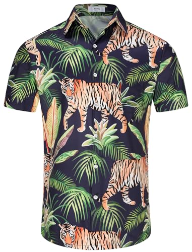 KYKU Men's Casual Button-Down Shirts Hawaiian Shirt Short Sleeve Beach Clothes with Pockets3