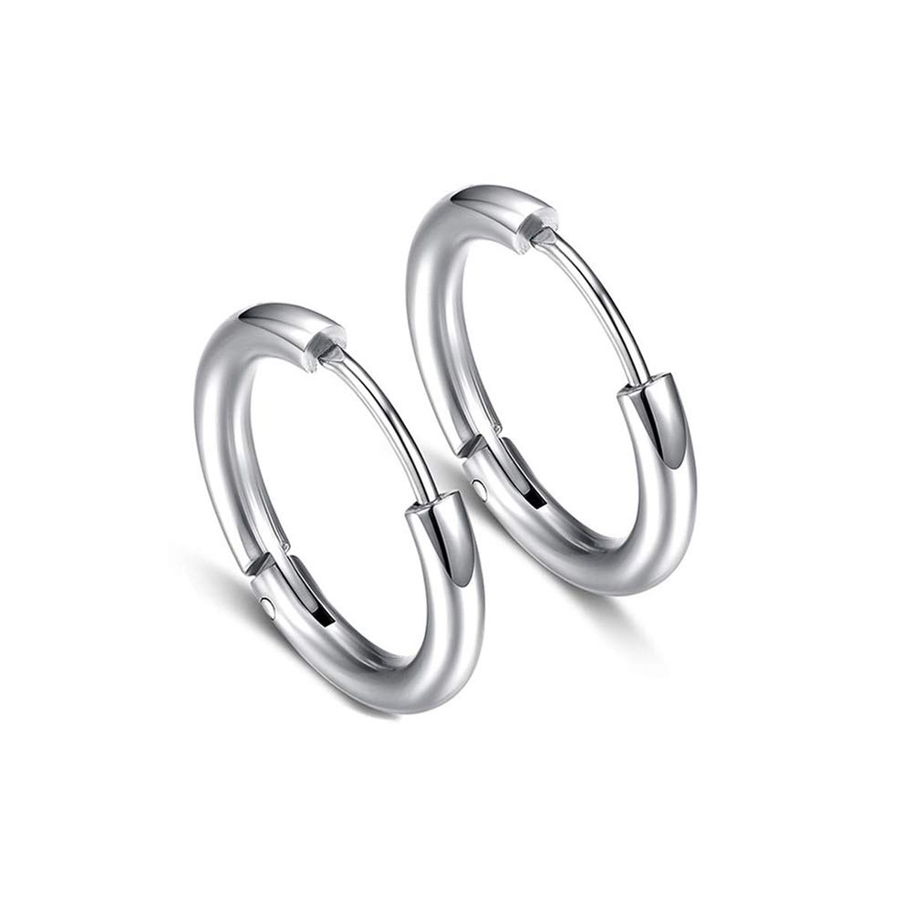 5 paia di orecchini a cerchio in acciaio inox con cerniera argento piccoli cerchi 8-16 mm