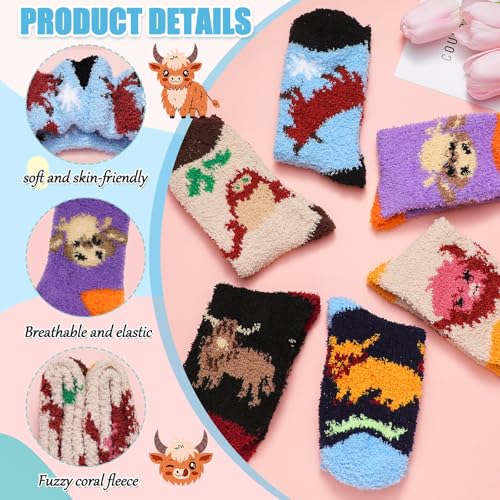 Image of Skicuff 6 Pairs Women Fuzzy Socks Bulk Slipper Warm Sleeping Crew Socks for Women Men Microfiber Soft Holiday Teacher Gifts