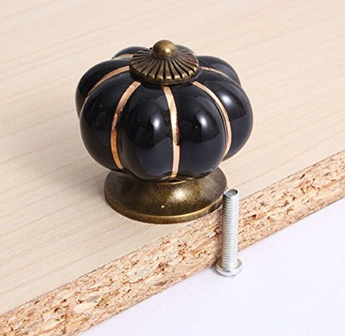 Fatcolo(Tm) Kitchen Handles Pull Drawer Knobs Ceramic Door Cabinets Cupboard Hardware W/Screws (Black Pumpkin , Pack Of 4) #TOP3