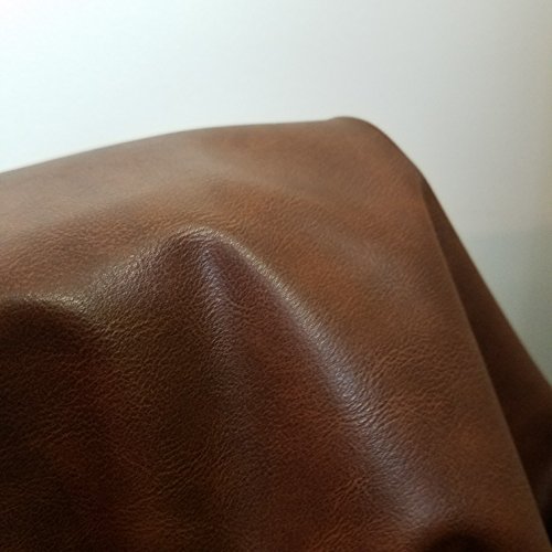 NAT Leathers™ | Cognac Rustic Brown Two Tone Soft Faux Vegan Leather Sheet Fabric PU (Peta Approved Vegan) | 1 Yard (36 inch x 54 inch) Cut by Yard | Synthetic Pleather Nappa 0.9 mm Smooth Upholstery