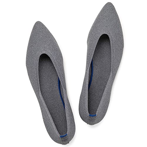 Frank Mully Femmes Bout Pointu Ballet Plat Tricot Chaussures Basses Chaussures Plates Confortables Slip on Flats Chaussures pour Femme Chaussures Classiques, 1.Grau, 37 EU