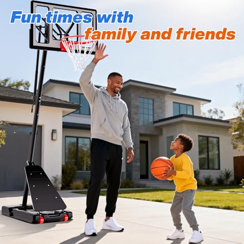 Image of AWII SPORT Basketball Hoop Outdoor 40&44&48 Inch Impact Backboard, 5.3-10FT Height Adjustable Basketball Hoop Goal System with Portable Wheels for Adults