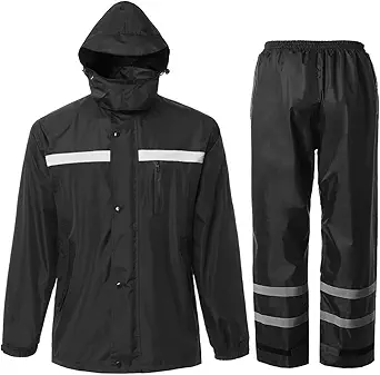 Men's Rain Suit High Visibility Reflective Work Rain Jacket Pants for All Sport Farm Fishing Motorcycle