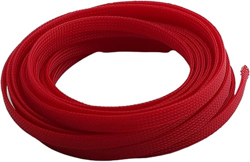 Bettomshin 1 funda de gestión de cables, 0.197 x 0.315in (largo x ancho), protector de cable rojo PET de 16.4 pies, tubo de telar de alambre, funda