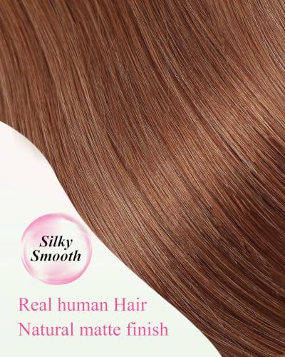 Image of YoungSee Human Hair Tape in Extensions Copper, 24 Inch Tape in Hair Extensions Human Hair, Soft and Shiny, Colored, Tape Extension Human Hair for Long Length