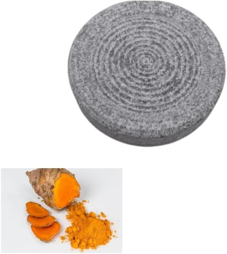 Round Shape Turmeric, Haldi, Sandalwood, Manjal Ora kallu Rubbing Grinding Mortar Stone Small Size Grey (10 X 10 X 2 cm) Code_003