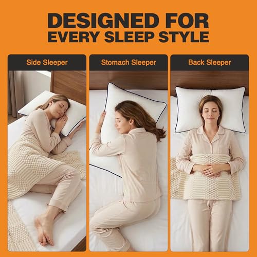 Image of CareFoam Cloud-Soft Microfiber Bed Pillows for Sleeping - 16x24 Inch Premium Standard Size Pillow Set with Breathable Organic Cotton Cover, Medium Firm Plush Support for Side, Back & Stomach Sleepers