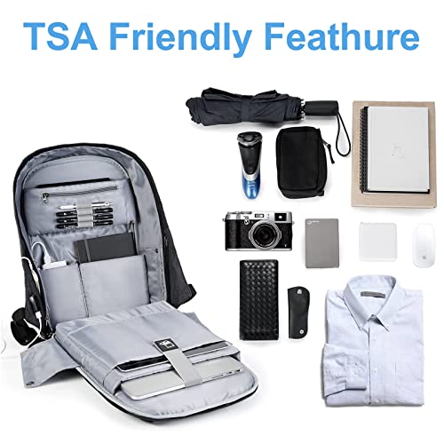 Kopack Security Backpack, 15.6 Inch Laptop Backpack With Hidden Anti-Theft Zipper And Usb Port, Stylish Waterproof Business College Travel Commuter Backpack, With Rain Cover-Grey Black Bag #TOP1