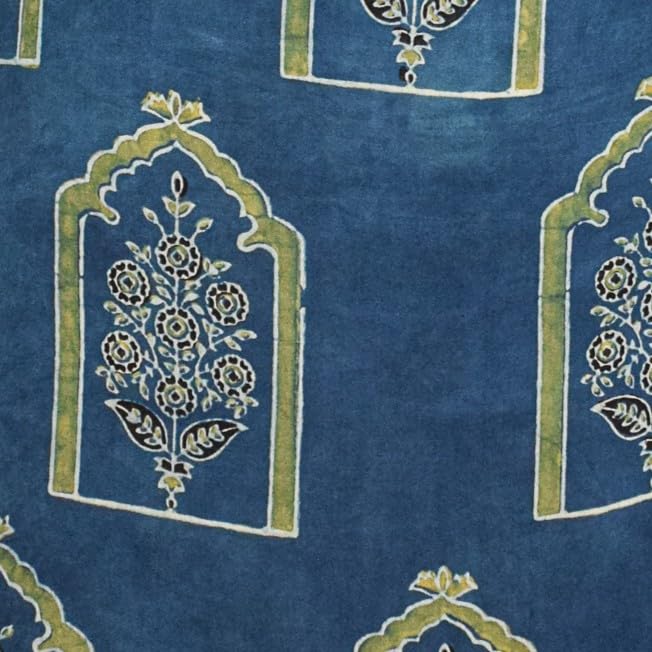Image of Ethnics of Kutch Womens's Ajrakh Modal Silk Natural Dye Hand Block Print Unstitched Kurta Fabric