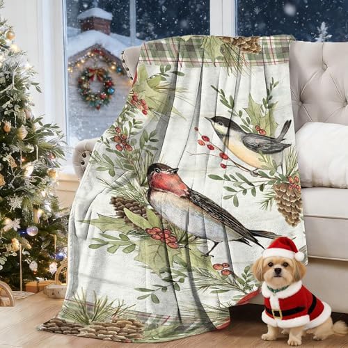 Cardinal Blanket Winter Throw Blanket, Gifts for Women, Mom, Grandma, Wife, Girls, Daughter, Friends, Adults, Rustic Farmhosue Cardinal Christmas New Year Home Decor 60