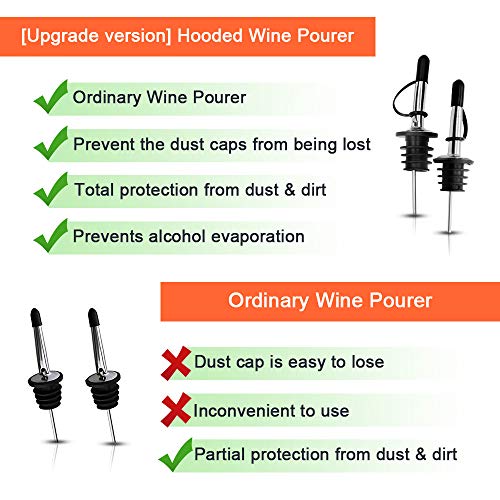 Baltre 48 Pack Liquor Bottle Pourers, Stainless Steel Olive Oil Spout, With Siamese Rubber Dust Caps Classic Bottle Pourers, Olive Oil Dispenser Spout For About 3/4" Bottle Mouth #TOP4