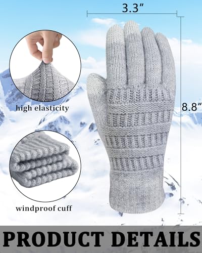 REACH STAR 2 Pairs Winter Gloves for Women, Touch Screen Warm Knit Thermal Gloves for Cold Weather for Christmas Gifts - Image 6