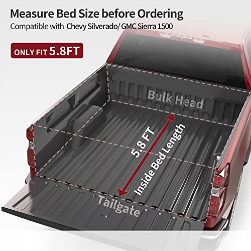Image of oEdRo Soft Tri-Fold Tonneau Cover for Chevy Silverado 1500, 2014-2018 5.8ft