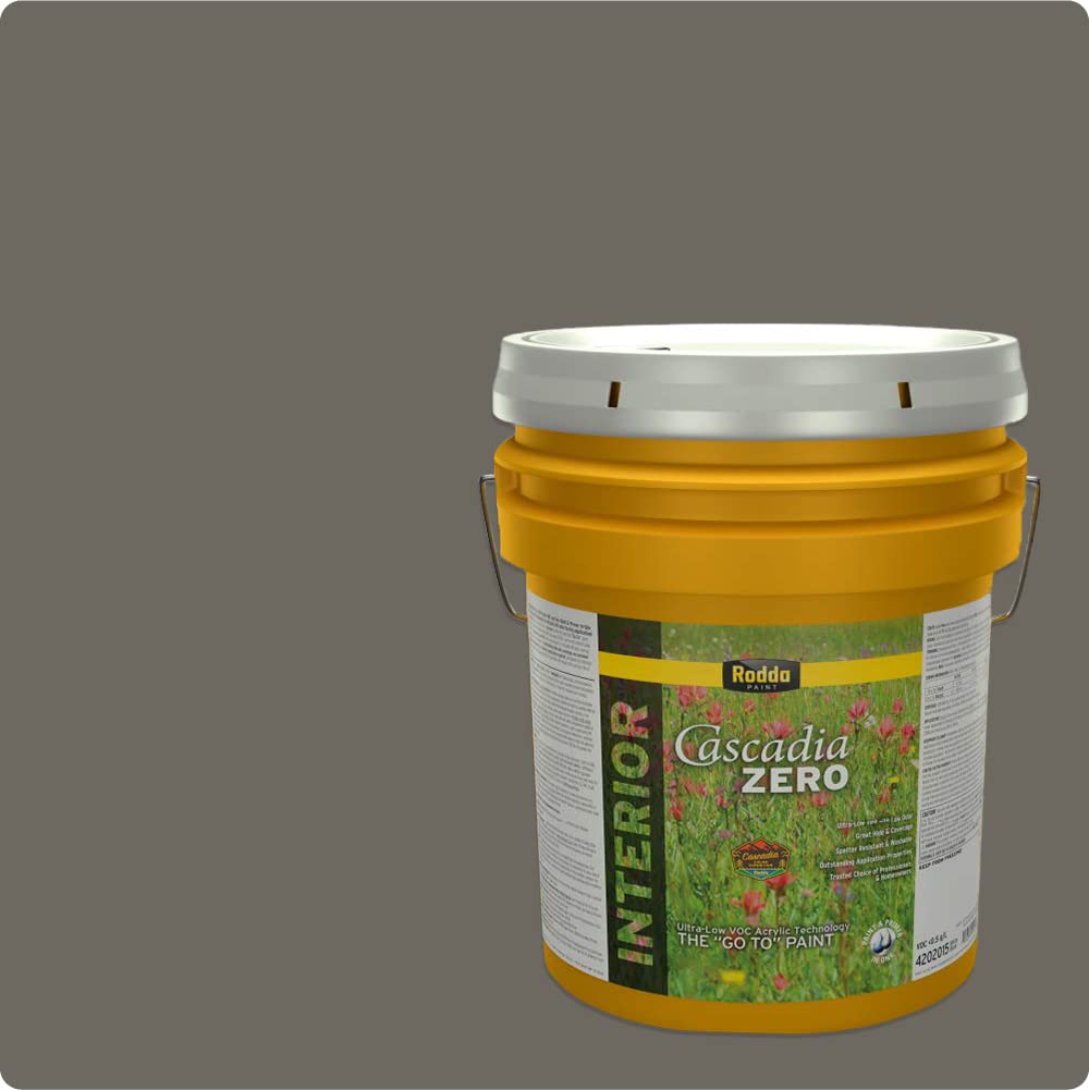 Rodda Paint CASCADIA ZERO Interior Satin Low VOC Paint & Primer in One, 5-Gallon, Brushed Nickel