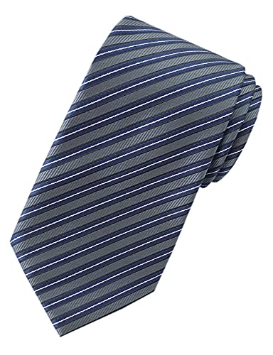 Towergem Extra lange Grau Streifen Krawatte XL 160 cm lange Geschäftsanzug Herren Krawatte Cover