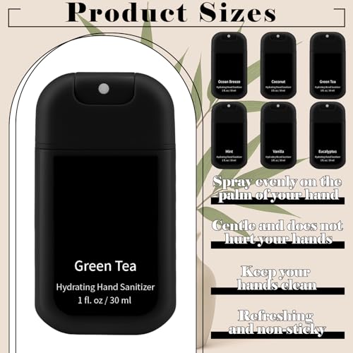 Image of 12 Pack Mist Hand Sanitizer Spray Keychain Cute Mini Hand Sanitizer Travel Size Bulk 1oz Scent Moisturizing Back to School Teacher Gift Classroom Variety Pack for Gym Purse Backpack(Black,Modern)
