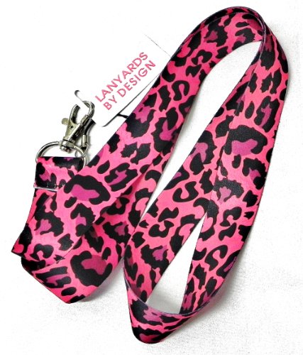 Pink Leopard Lanyard Key Chain Holder