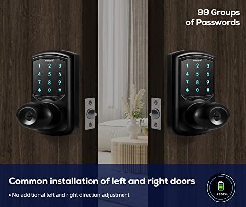 Smart Keypad Door Knob With Passage Mode, Keyless Entry Door Lock, Smart Door Lock With Large Panel, Hd Digital Backlight, 99 Groups Password, Key, Electronic Door Knob, Digital Door Knob, Zinc Metal #TOP2