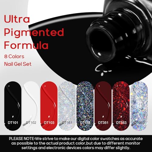 Set de esmaltes de uñas gel MEET ACROSS 8 colores miniatura 2