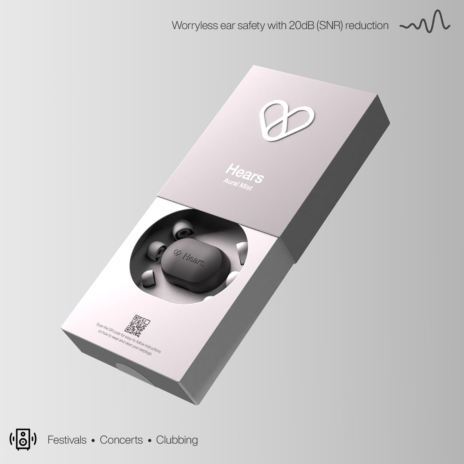 Amazon.com: Hears 耳塞降噪- 專利音樂會耳塞,20dB SNR 降噪,低過敏性