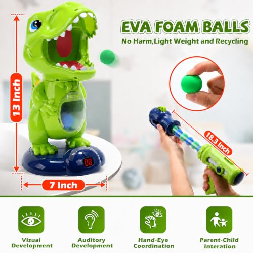 Image of EagleStone Movable Dinosaur Shooting Toys for Kids,Electronic Target Shooting Games with 2 Pump Gun,48 Balls Party Favor Toys with Score Record, LED & Sound, Dino Toys Gift for Boys and Girls