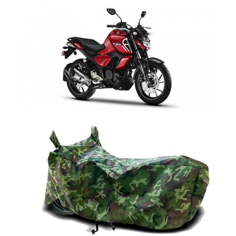 Image of DUFFEL-100% Heat Protection Two Wheeler Bike /Scooty Body Cover for Yamaha FZS-FI V3 BS6 BS6 Water Resistance /UV-Rays /Birds Dropping /Scratchproof /Dust Proof /Waterproof[Green Jungle Print]