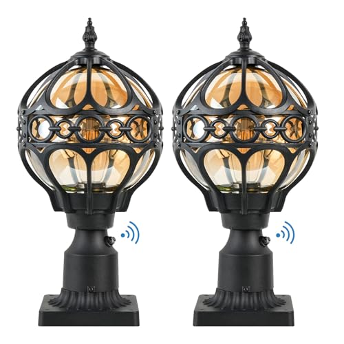 Outdoor Post Light Fixtures for Driveway Yard Lawn Patio Garden, Black Waterproof Exterior Pier Mount Post Light Outside Aluminum Post Lamp Light