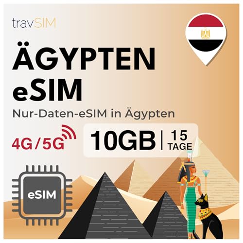 travSIM Ägypten eSIM | 10GB Mobile Daten | Hotspot verfügbar | Plan auf eSIM für Ägypten ist 15 Tage lang gültig