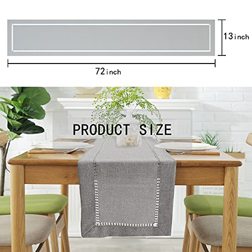 Elvedo Grey Table Runner Dresser Runners Washable Cotton Linen Table Runners For Coffee Table Dining Room Table Bedroom Party Holiday #TOP6