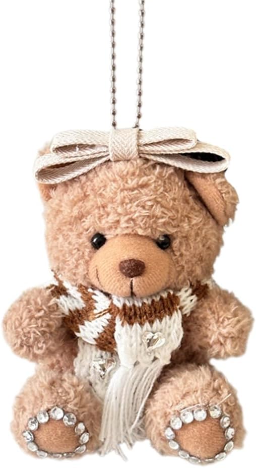 Colorful Bear Keychain Adorable Toy Bear Pendant Stuffed Key Rings Bag Phone Keys Pendants for Couple