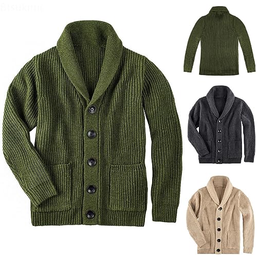 Mens Knitwear Cardigan Sweater Shawl Collar Cardigan Button Down Knitwear with Pockets2