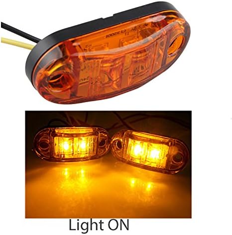 Futheda 4pcs IP65 12V/24V Oval LED Side Marker Lights Front Rear Lights Lamps Universal Indicator of Position with Amber Bulbs for Truck Trailer Van Caravan Lorry Car Bus Boats