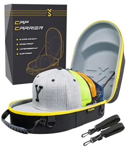 Hat Travel Case for Baseball Caps – Hard Hat Organizer, Carrying Handle and Shoulder Straps - Baseball Cap Organizer for Birthday Gift for Men – Traveling Hat Case - for Storage and Protection