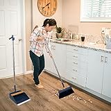 MTCIKNXA long handle dustpan and brush set, windproof vertical extension pole handle rotatable broom set dustpan set (blue) - Image 7