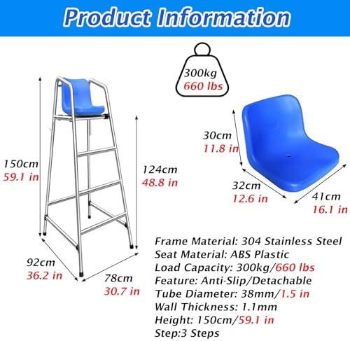 Heavy-Duty Lifeguard Chair with Removable Referee Ladder – Ideal for Hotels, Pools, Lakes, and Patios – Perfect for Indoor & Outdoor Use, High Load Capacity