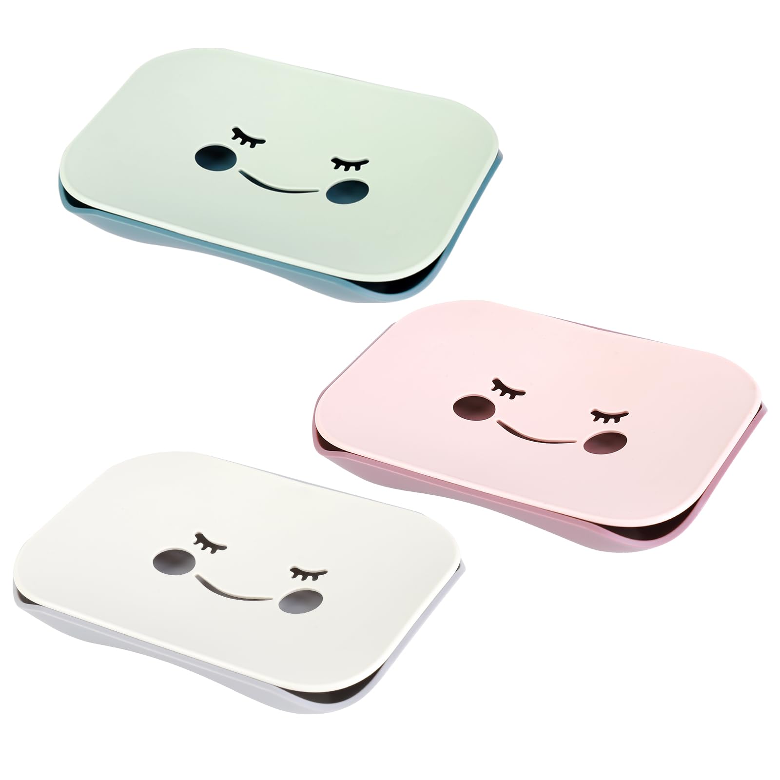 3 Pcs Bathroom Soap Holder Shower, sSoap Dish for Shower, sSoap Box, Portable Non-slip Bathroom Soap Dish with Drainage for Home Kitchen Travel(Blue, Grey, Pink)