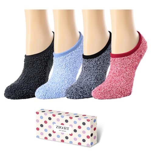 Zmart Fuzzy Yoga Socks for Women, Non-Slip Pilates Socks