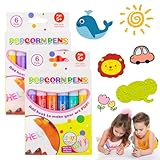 NODMIPNS 2 Pack Magic Puffy Pens for Kids,3D Magic Popcorn Pens, DIY Bubble Popcorn Drawing Pens,Popcorn Paint Colors Pens,Magical Drawing Pens