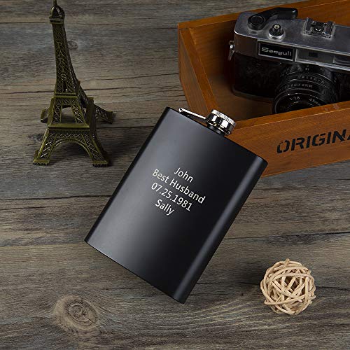 image for kaululu Personalized Flask for Liquor and Funnel - 4 Oz Leak Proof 18/