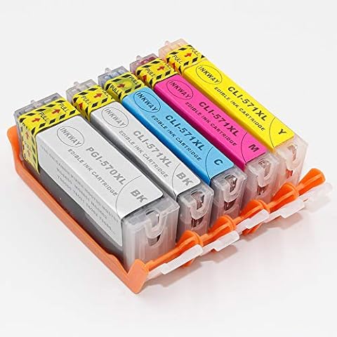 INKWAY PGI-570 CLI-571 Edible Ink Cartridges PGI-570XL CLI-571XL Compatible with Canon Pixma MG5750 TS5050 MG5751 MG5753 MG6850 MG6851 MG6852 TS5051 TS5053 TS5055 TS6050 TS6051 cake printers Cover