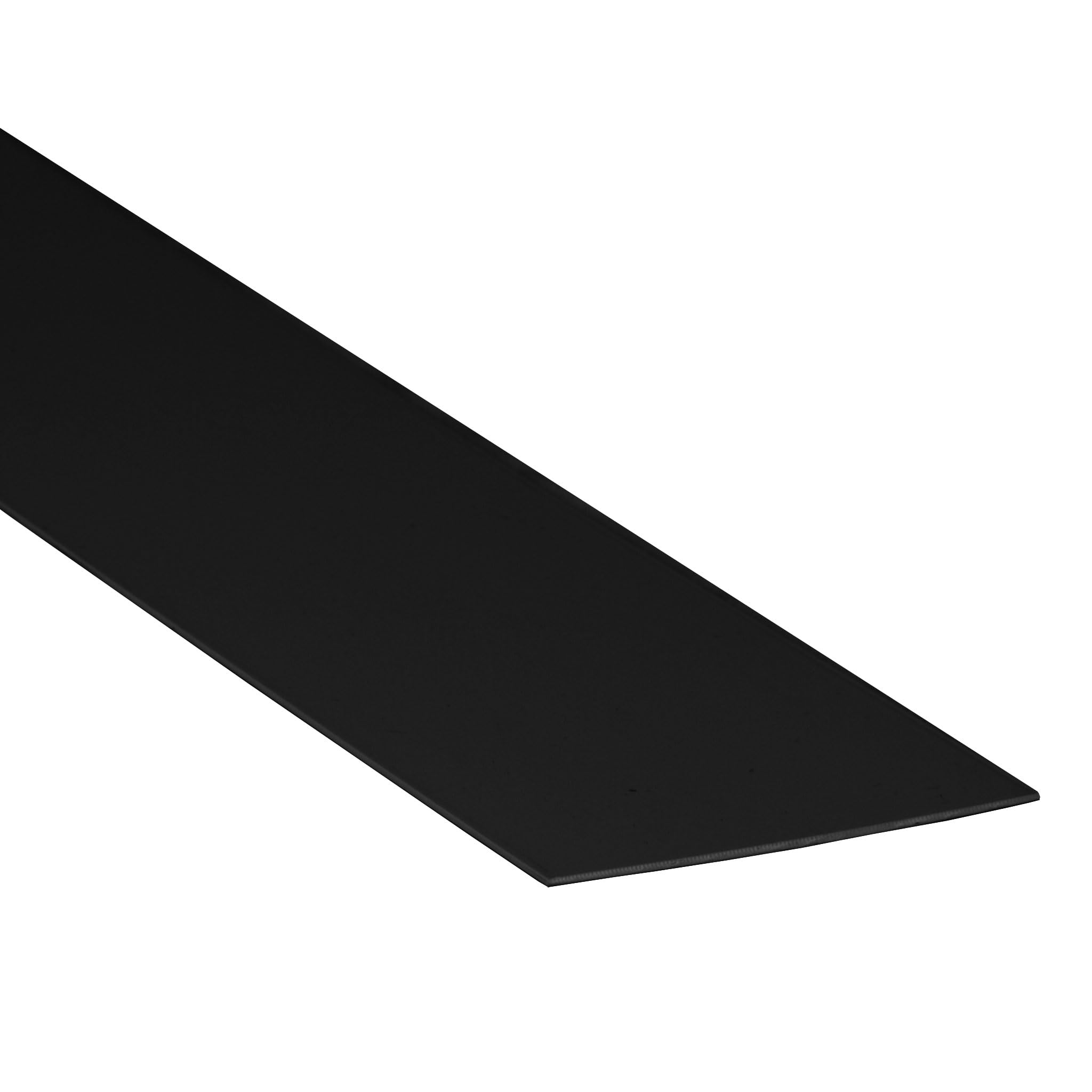 Black PVC Flat Strip Bar, 100mm x 1.5mm x 1 Metre, Solid Plastic Profile