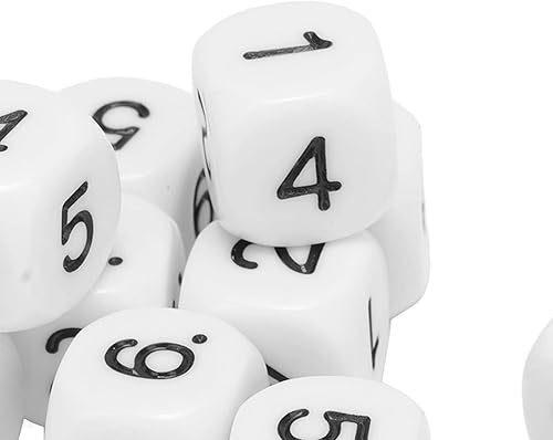 Miniatura 7 de Dados numéricos de 6 caras, 20 dados poliédricos de esquina redonda, dados poliédricos de 0.63 pulgadas para juegos de mesa de enseñanza numérica,