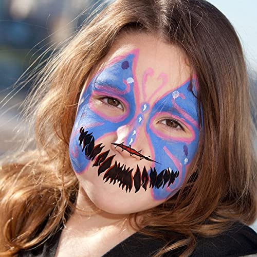 Aaiffey 12Pcs Halloween Clown Horror Mouth Tattoo Stickers,Halloween Temporary Tattoos Face Decals Prank Props For Halloween Cosplay Party Decorations #TOP3