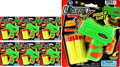 JA-RU Ultra Foam Dart Gun Super Mega Powerful Shotgun Blaster Shot Handgun for Kids and Adults Great Party Favor Pinata Fillers Set Plus 1 Bouncy Ball (6 Packs) 5483-6p