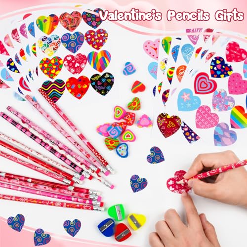 Set de 12 Lápices para San Valentín con Gomas y Stickers miniatura 3