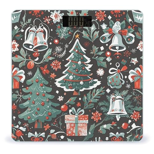 Báscula digital de baño con campanas navideñas y pantalla LED miniatura 1